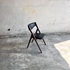 Two Mid Century Wooden Leather Folding Chairs thumbnail 16