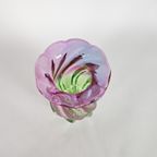 Murano Teleflora Italy - Hand Blown Vase - Roze/Groen - 70'S thumbnail 4