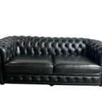 Stoere Zwarte Lederen Chesterfield Zetel / Canapé / Sofa thumbnail 10