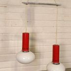 Vintage Cascade Hanglamp Met 2 Glas En Metaal Lampen thumbnail 3