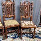 Set Van 4 Jachtstoelen. Eikenhout. thumbnail 5