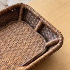 Vintage Xl Rattan Bamboo Tray thumbnail 6
