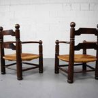 Pair Of Oak Armchairs By Charles Dudouyt thumbnail 8