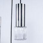 Vintage Cascade Glass En Chromen Hanglamp, 1960S thumbnail 10