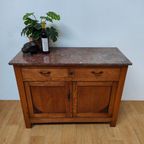 Vintage Frans Dressoir Commode, Ladekast Badkamermeubel Met Marmer Blad 105 thumbnail 3