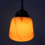 Art Deco Hanglamp Met Gemarmerde Glazen Kap thumbnail 6