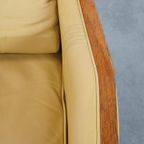 Prachtige Art Deco Schuitema Design Fauteuil In Geel Leer Met Een Hoge Rug Uit De Decoforma Serie thumbnail 9