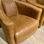 2 X Vintage Aviator Fauteuils Piloten Stoelen Cigar Leer thumbnail 2