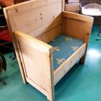 Sale! 2 X Halbank, Bijzet Bank, Eetkamer Bank Antiek Grenen. thumbnail 9