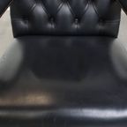 Tijdloze Zeer Donkerblauwe/ Zwarte Rundleren Chesterfield Bureaustoel Op Wieltjes thumbnail 5