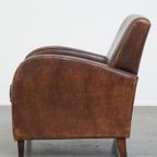 Statige, In Goede Staat Verkerende En Comfortabele Schapenleren Fauteuil/Armchair thumbnail 6