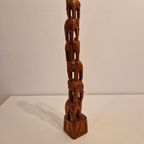 Vintage Beeld Teakhouten Olifant Toren Olifant Beeldje thumbnail 5
