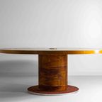 Grote Ronde Mid-Century Wortelhouten Eettafel 186Cm, 1960 thumbnail 7