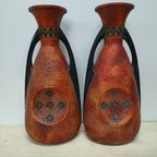 Set Vintage Gothische Roodbruine Amphoras/Vazen Oostenrijk thumbnail 4