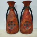 Set Vintage Gothische Roodbruine Amphoras/Vazen Oostenrijk thumbnail 2