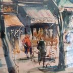 Marius Girard, Aquarel, Parisian Chic Gesigneerd. 1960. thumbnail 9