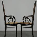 Set Van 4 Hoge Vintage Bentwood “Long John” Thonet Design Stoelen Met Armleuningen thumbnail 4