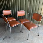 Set/4 Italian Mid-century Tavo Stoelen In Cognac Skai Leder thumbnail 11