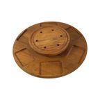 Digsmed - Lazy Susan / Serving Tray - Teak Wood And Smoked Glass - 1950’S Scandinavian Design thumbnail 5