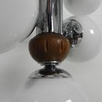 Chromen Vintage Hanglamp Met 9 Witte Glazen Bollen, Jaren, 60 thumbnail 18