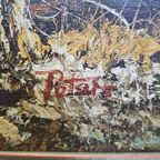 Bos Landschap Op Doek Van Peters, Jaren 70/80 thumbnail 4