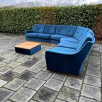 Vintage Hoekbank Petrolblauw - 6 Zitelementen + Tafel Uniek thumbnail 4