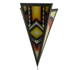 Art Deco / Amsterdam School (Style) - Stained Glass Wall Sconce - Bronze Frame - In The Style Of thumbnail 9