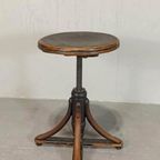 Antieke Bentwood Swivel Pianokruk Krukje thumbnail 8