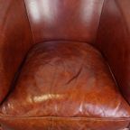 Zeer Mooie En Luxe Cognac-kleurige Rundleren Clubfauteuil In Engelse Stijl thumbnail 2