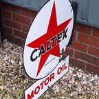 Dubbelzijdig Xl Emaille Reclame Bord Van Caltex Motor Oil️⛽️ thumbnail 3