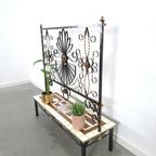 Stalen Vintage Plantenrek Met Gekleurde Tegels, Roomdivider thumbnail 10