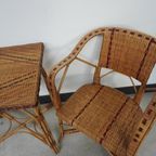 Mid-Century Bamboo Armchairs And Table, 1950S, Set Of 3 thumbnail 3