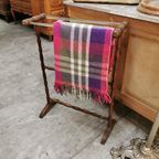 Vintage Antieke Houten Handdoekenrek Badkamer Rek thumbnail 6
