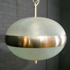 Vintage Hanging Lamp Made Of Glass And Chrome thumbnail 3