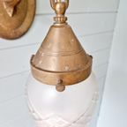 Art Deco Wandkandelaar In Brons, Gesatineerd Kristal,1910-20 thumbnail 8