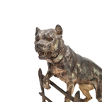 Antiek Frans Beeld Van Een Bulldog Charles Valton thumbnail 5