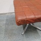 Vintage Voetenbank Leren Patchwork Buizenframe Voetenbankje thumbnail 2