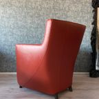 2X Leolux Dolcinea Fauteuil + Hocker | Roodbruin/Cognac Leer thumbnail 25