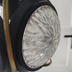 Vintage Hanglamp Glas Metaal Goudkleurig Zwart Jaren 60 thumbnail 11