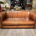 Engelse Vintage Bendic Chesterfield 2,5 Zits Bank Cognac Leer thumbnail 8