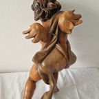 Beautiful Vintage Mid Century Angel Wall Sculpture Polychrome French thumbnail 3