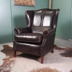 Stoere Zwarte Schaapsleren Vintage Bendic Wingback Fauteuil thumbnail 11
