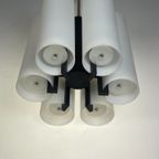 Vintage Hanglamp / Kroonluchter, Melkglazen Kokers, Duitsland 1970'S thumbnail 7