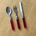 Vintage Ikea Cutlery Set With Red Handles thumbnail 2