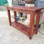 Teakhouten Sidetable, Haltafel, Wandconsole thumbnail 4