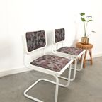 Vintage Witte Eetkamer Buisframe Stoelen Met Leuke Print thumbnail 4