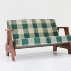 Vintage Sofa Checkered Fabric And Wood , Italy thumbnail 8