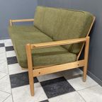 Green Fabric And Wood 3 Seat Sofa 1960s thumbnail 7