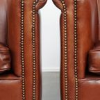 Set Van 2 Elegante En Stijlvolle Engelse Stijl Clubfauteuils Gemaakt Van Rundleer thumbnail 11
