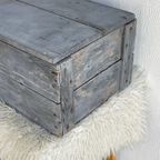 Brocante Kist Antieke Opbergkist Grijs Hout thumbnail 4